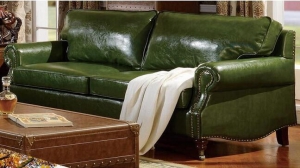 绿色皮革沙发